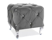 Puf HESTIA K Velvet gri Bluvel 14/argintiu