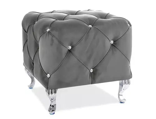 Puf HESTIA K Velvet gri Bluvel 14/argintiu