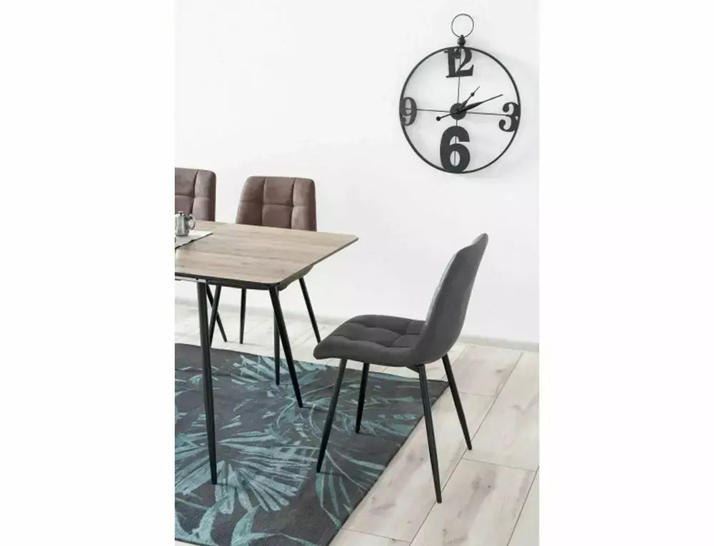 Scaun dining LOOK structură neagră/gri piele ecologică