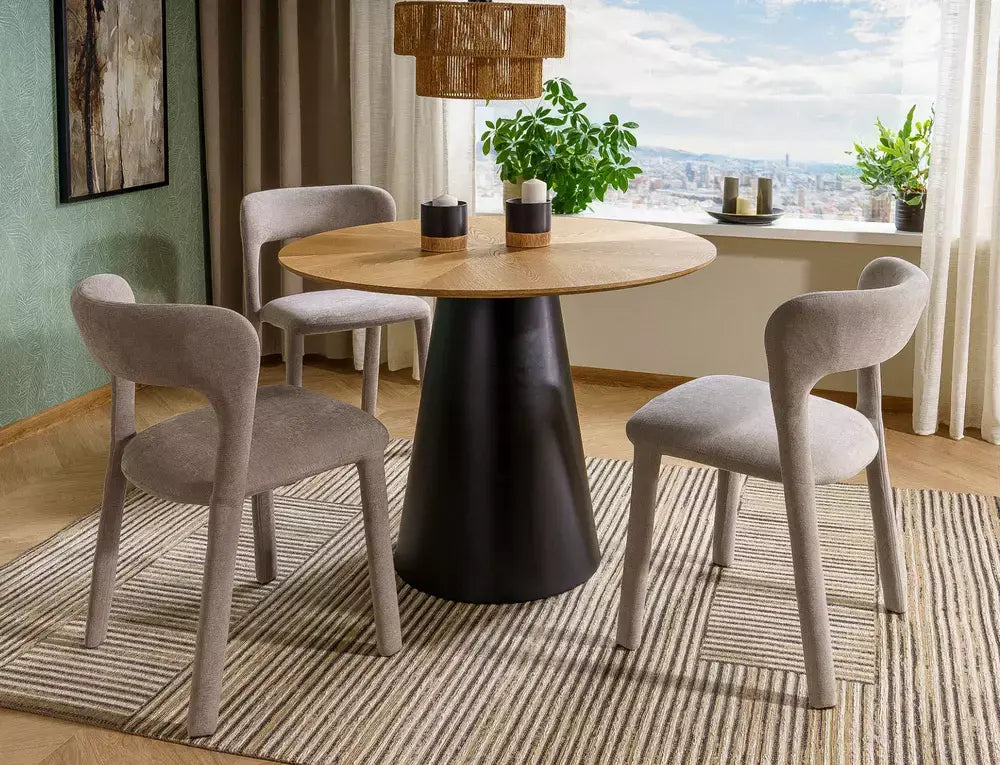 Masă dining rotundă ANGEL stejar/negru Ø100