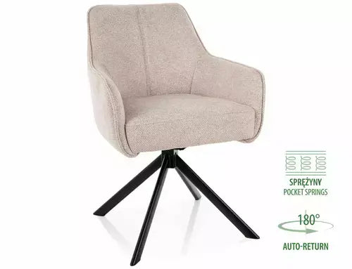 Scaun dining NOTTI LEO structură neagră / J. bej 23