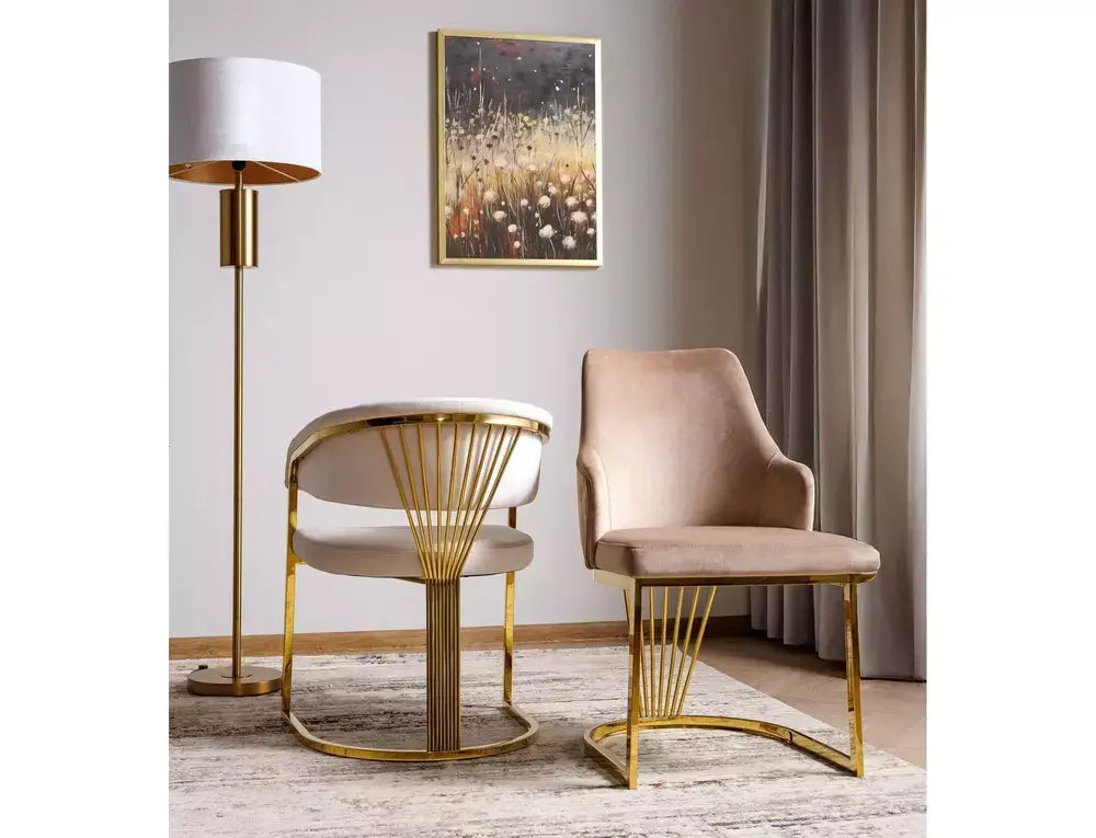 Scaun dining ALURE Velvet auriu structură/bejOWY Bluvel 28