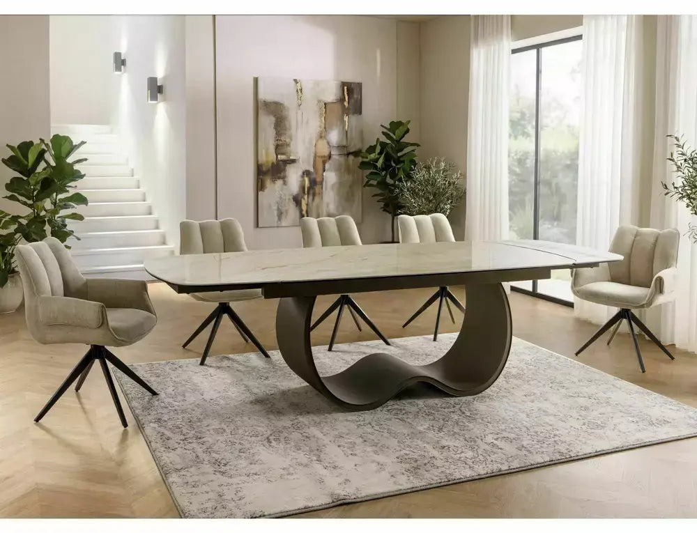 Masă dining extensibilă CASABLANCA bej Mont Blanc/cupru 198(274)x98