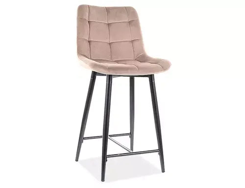 Scaun bar semi-înalt CHIC H-2 Velvet structură neagră/bej Bluvel 28