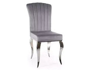 Scaun dining PRINCE Velvet crom/gri tap. 195