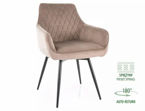 Scaun dining MARLO Velvet structură neagră/C.bej Bluvel 40