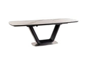 Masă dining extensibilă ARMANI Ceramic alb efect marmură/negru mat 160(220)x90
