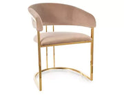 Scaun dining TULIPE Velvet auriu structură/bej Bluvel 28