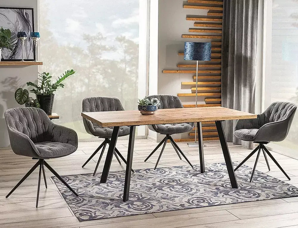 Masă dining extensibilă BRICK stejar Artisan/negru 120(160)x80