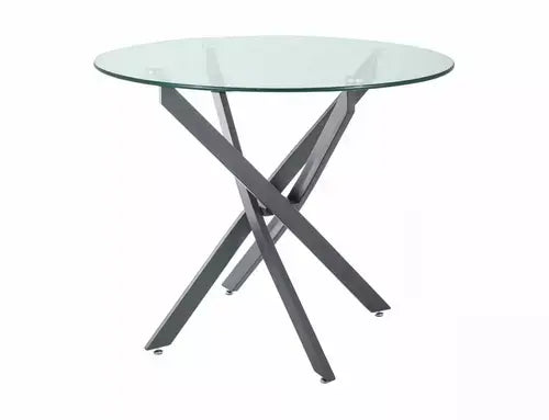 Masă dining rotundă AGIS transparent/negru mat Ø90