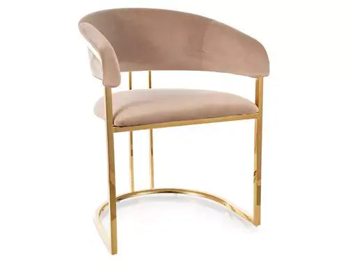 Scaun dining TULIPE Velvet auriu structură/J.bej Bluvel 22