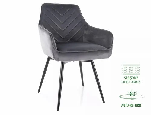 Scaun dining SERVIO Velvet structură neagră / gri Bluvel 14