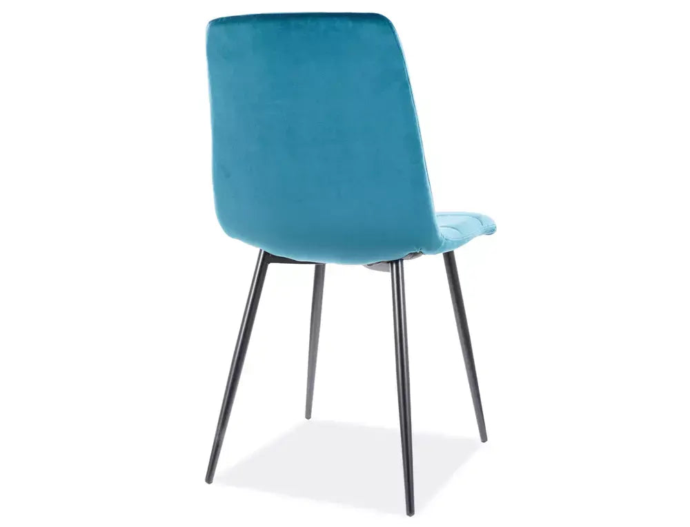 Scaun dining MILA Velvet structură neagră/turcoaz Bluvel 85